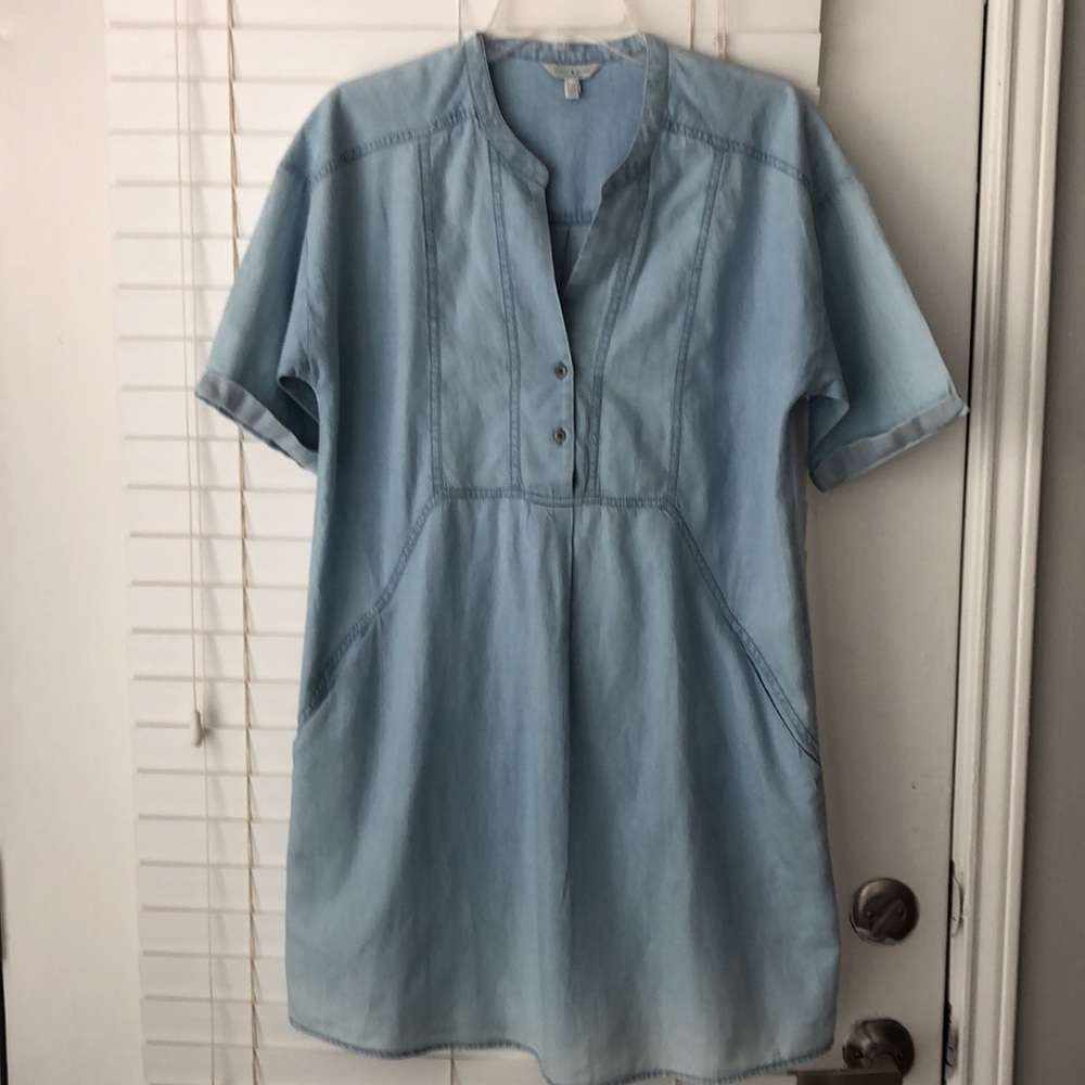 Lucky Brand Dress Chambray Shirt Dress SZ S Blue Pockets!